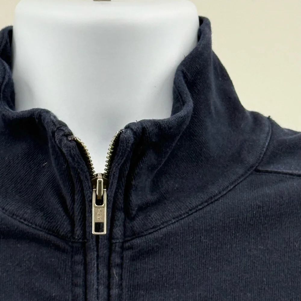 J Crew 1/4 Zip Navy Blue Pullover Sweater Sweatshirt L/S 100% Cotton Men’s Large